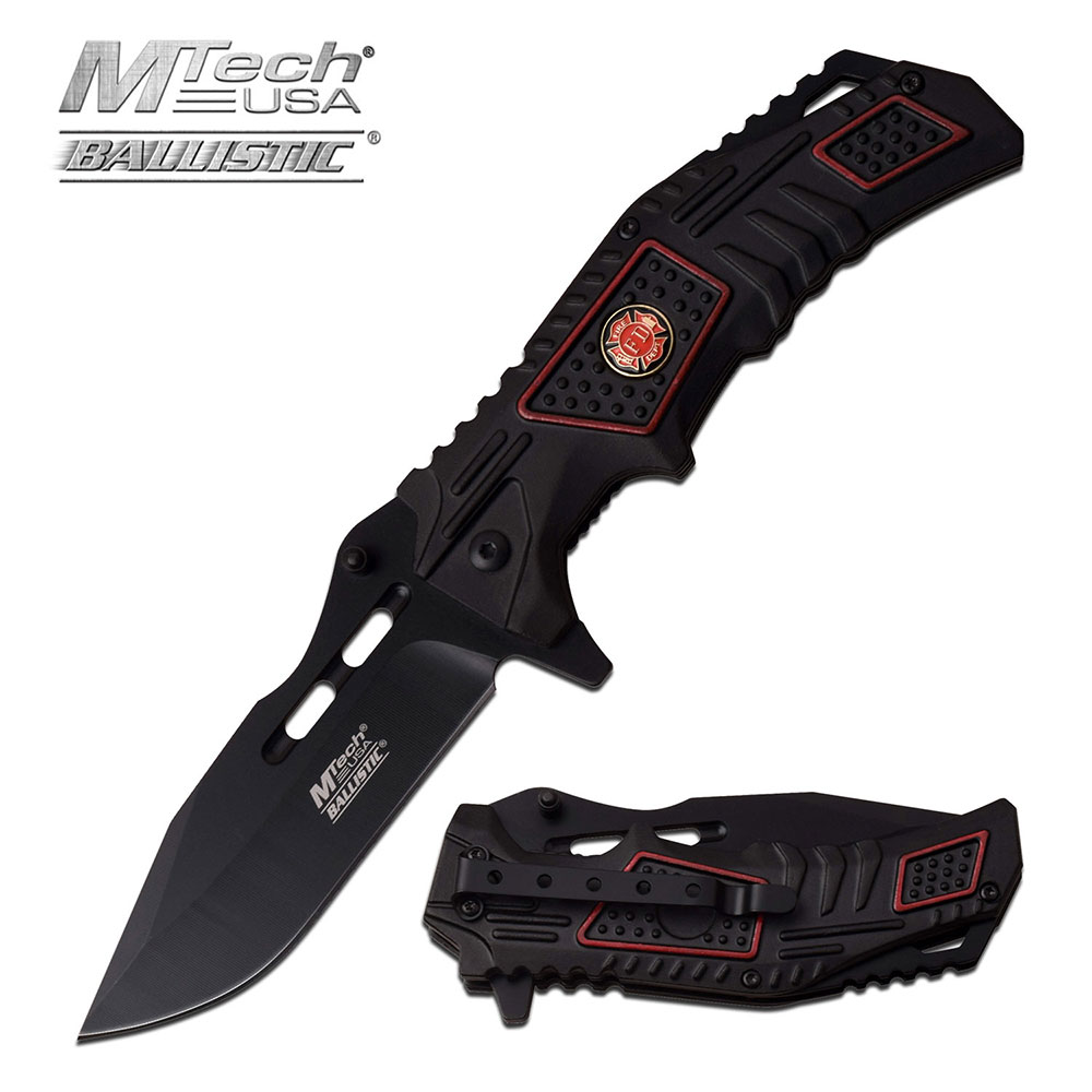 Black Firefighter Folding KNIFE